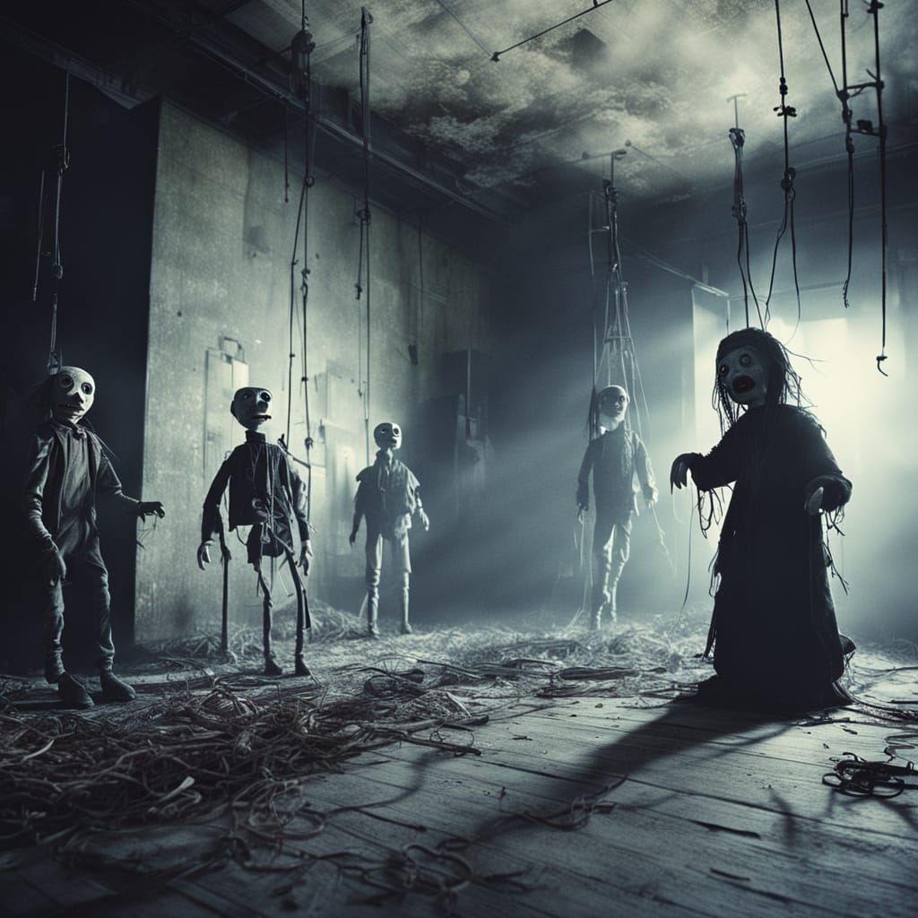 Dark Surrealism: Giant Puppets in Abandoned Room