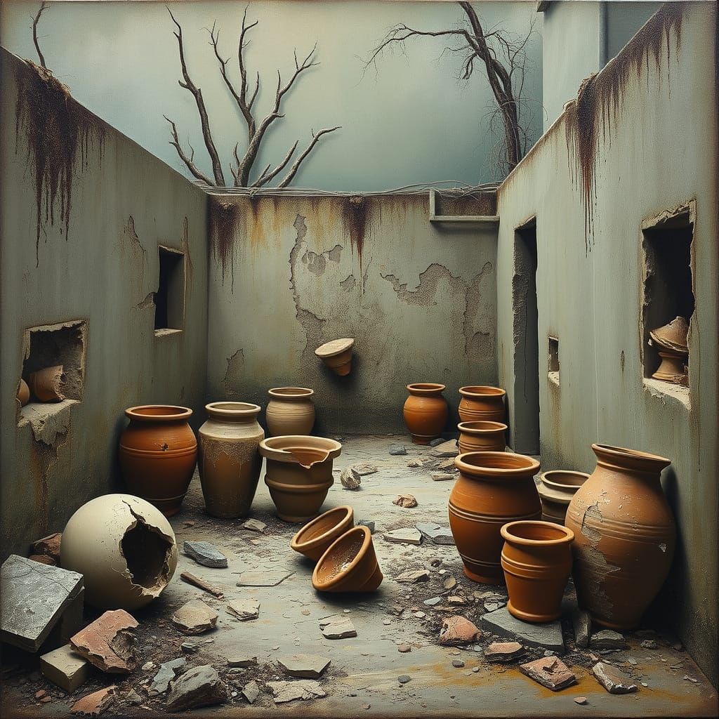 Surreal Abandoned Garden in Dreamlike Style