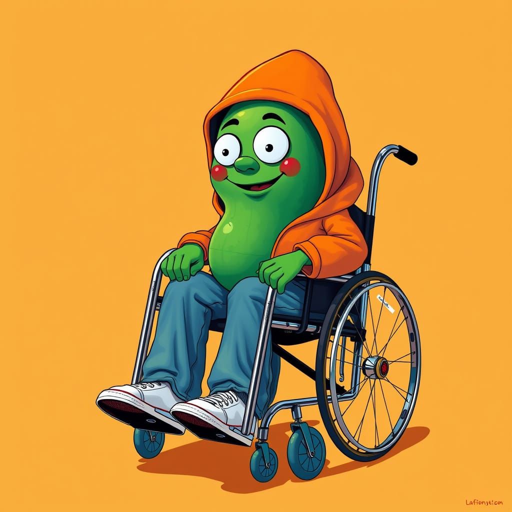 Vegetable Character in Wheelchair, Pop Surrealism Style