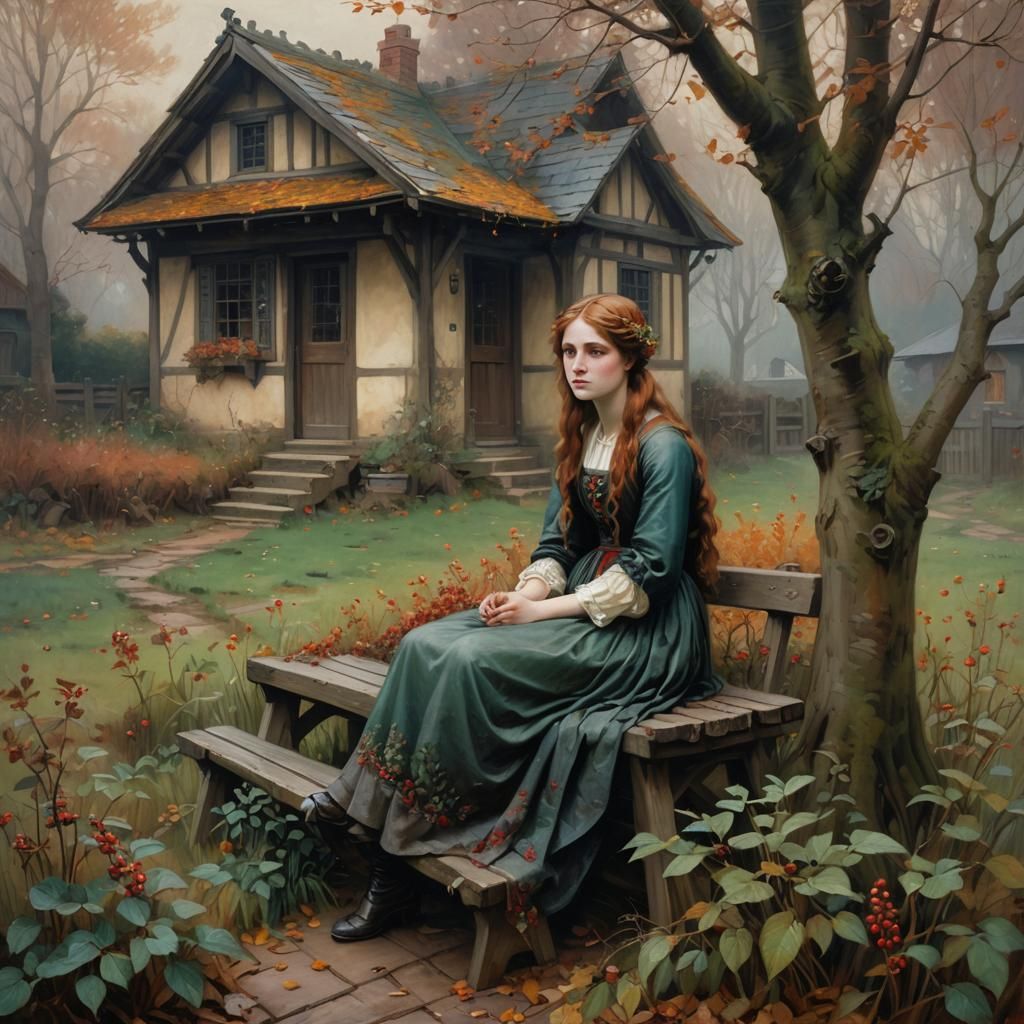 Ophelia on a bench