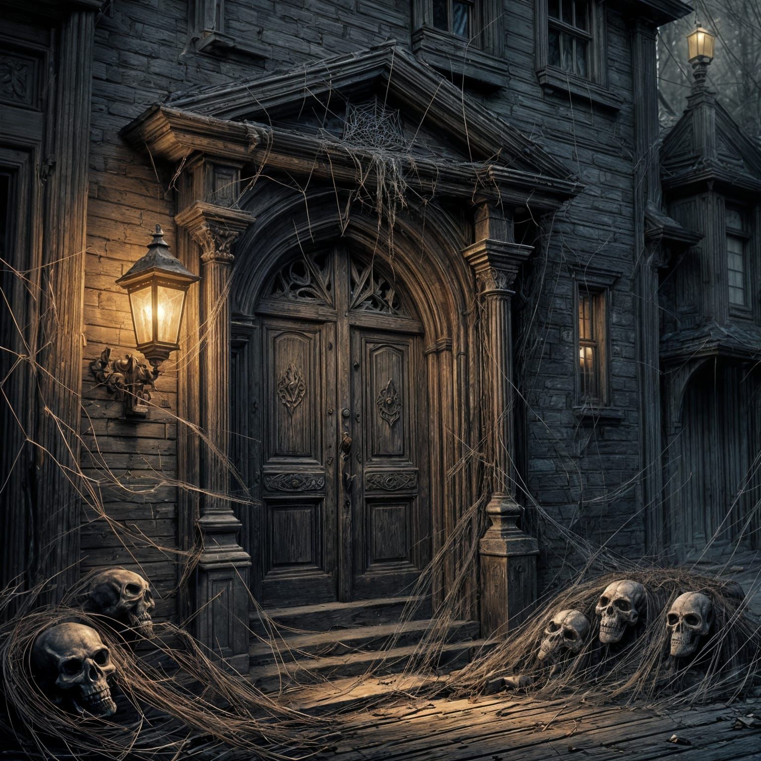 Gothic Punk Door with Cobwebs