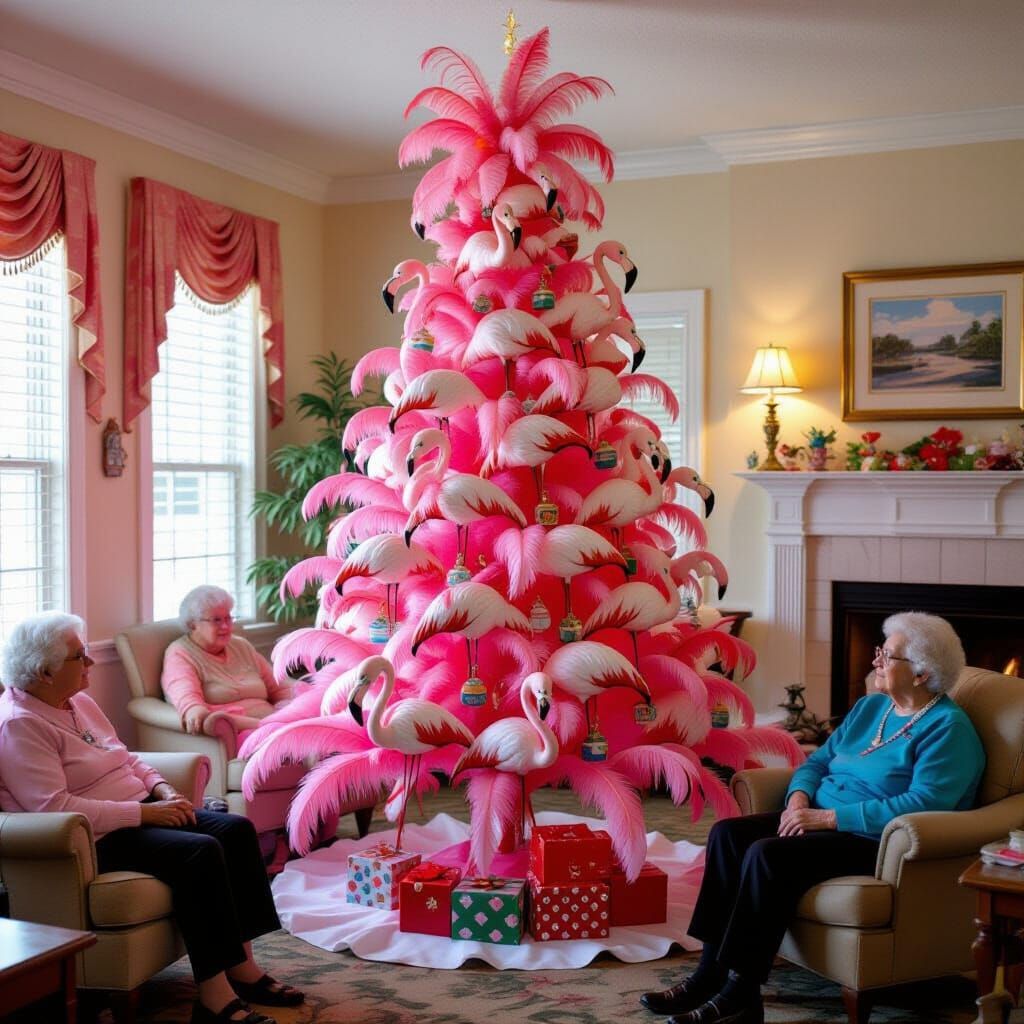 Florida tree - Set up in retirement homes using left over flamingos from milestone birthdays
