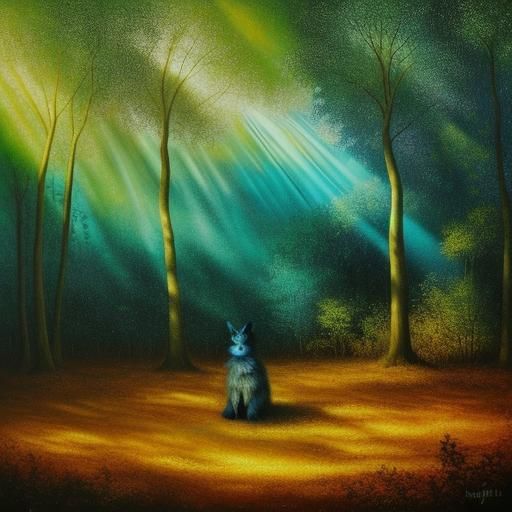 Chupacabra in Forest: Surrealism with Divine Light