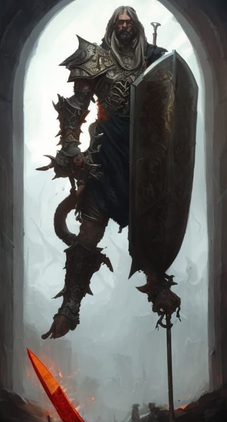 Goliath Paladin Warlock in Detailed Dark Fantasy Art