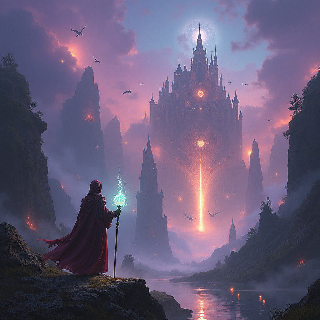 Magical Fantasy World with Floating Islands