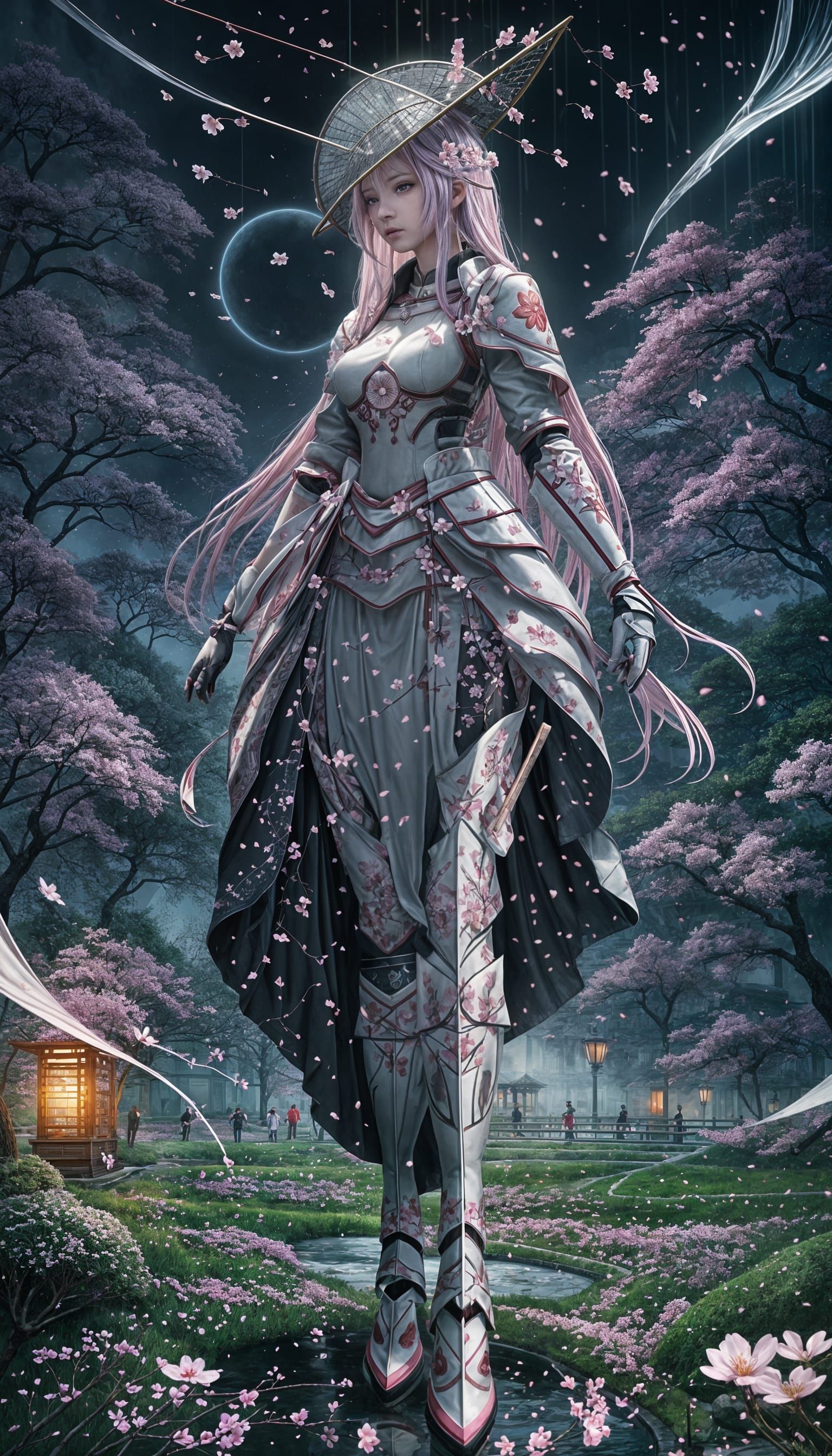 Cherry Blossom Samurai Woman in Anime Style