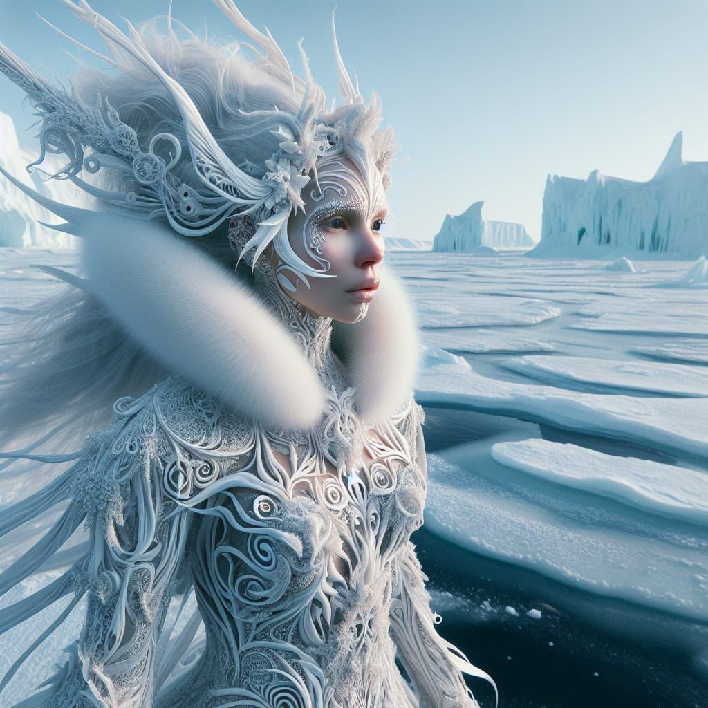 Hyperrealistic Inuit Fairy on Arctic Ice
