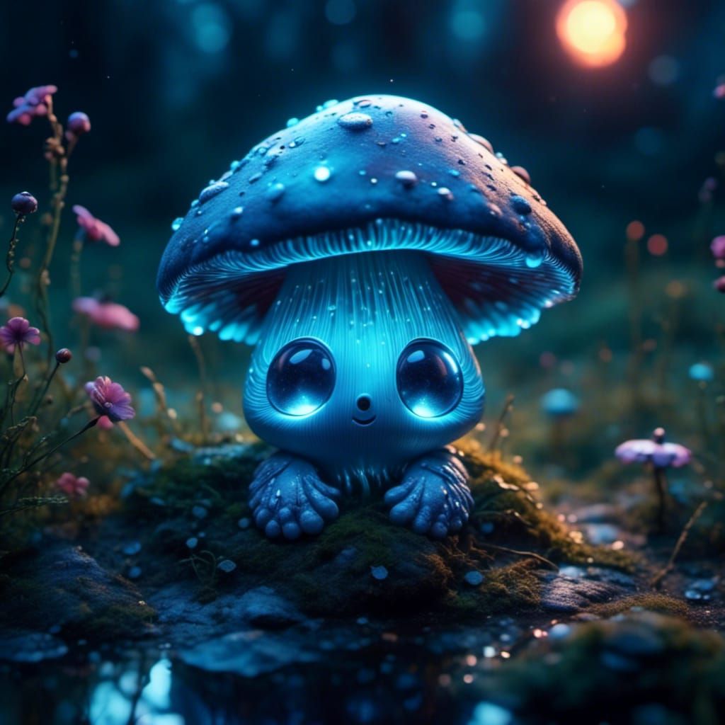 Bioluminescent mushroom creature