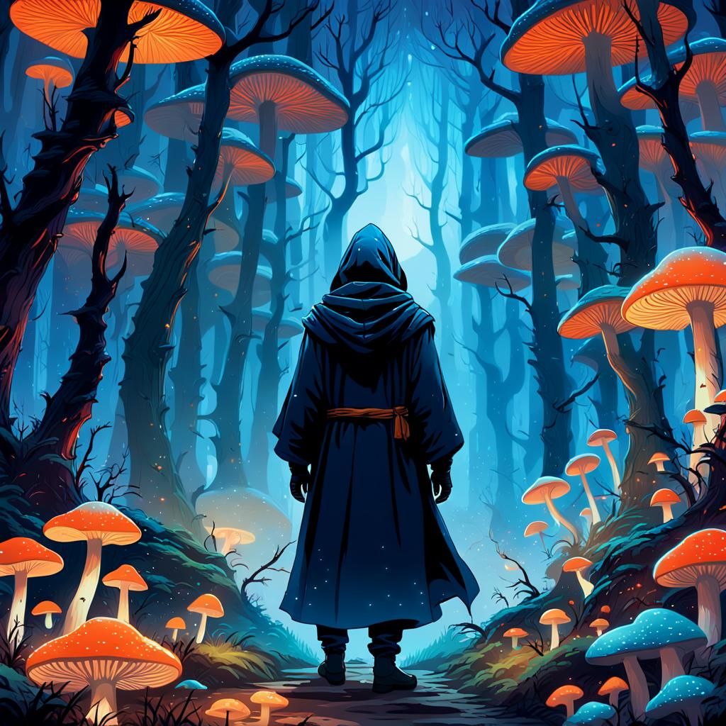 Mystical Forest Concept Art in Zhang Yimou Style