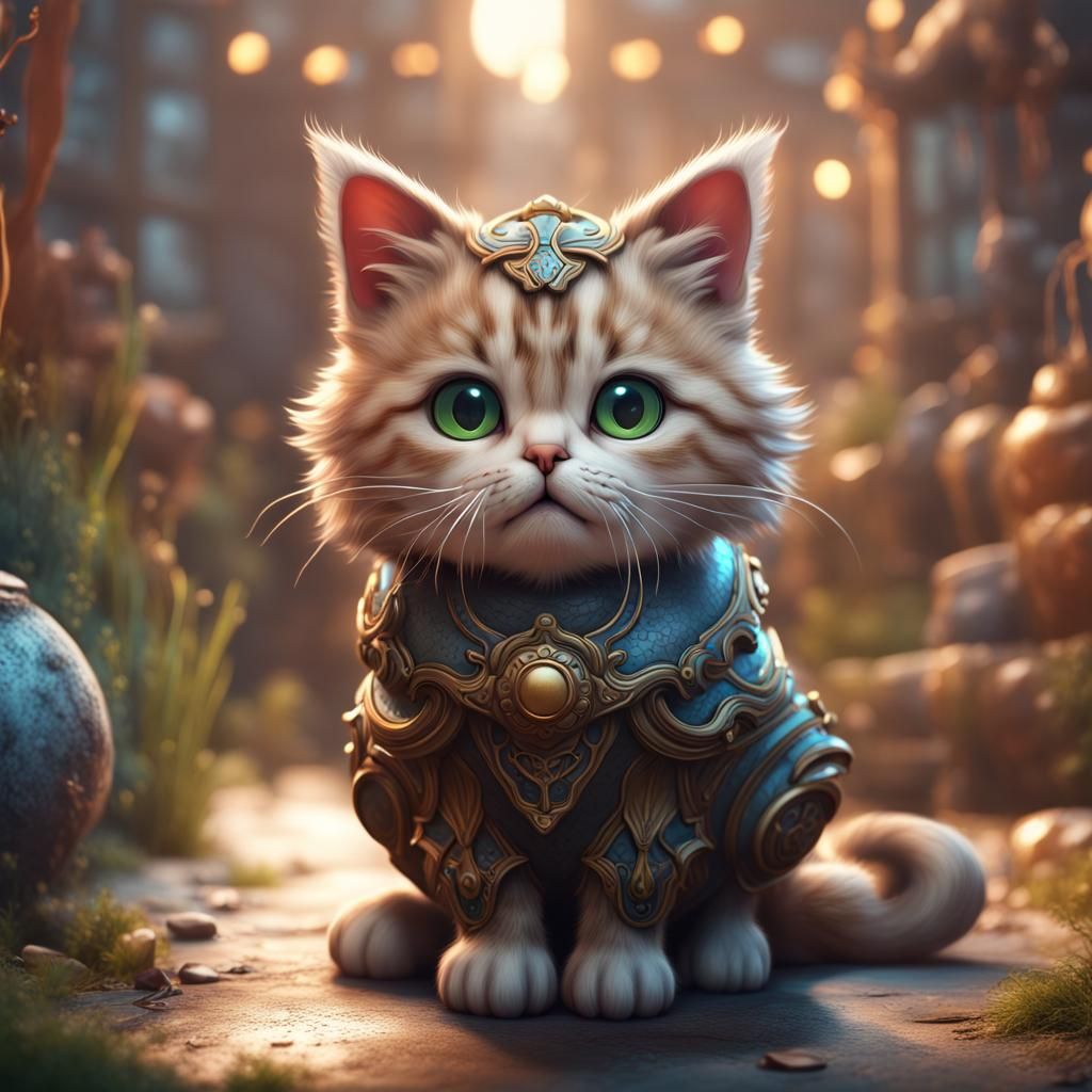 Cute Cat in Detailed Matte Painting Style