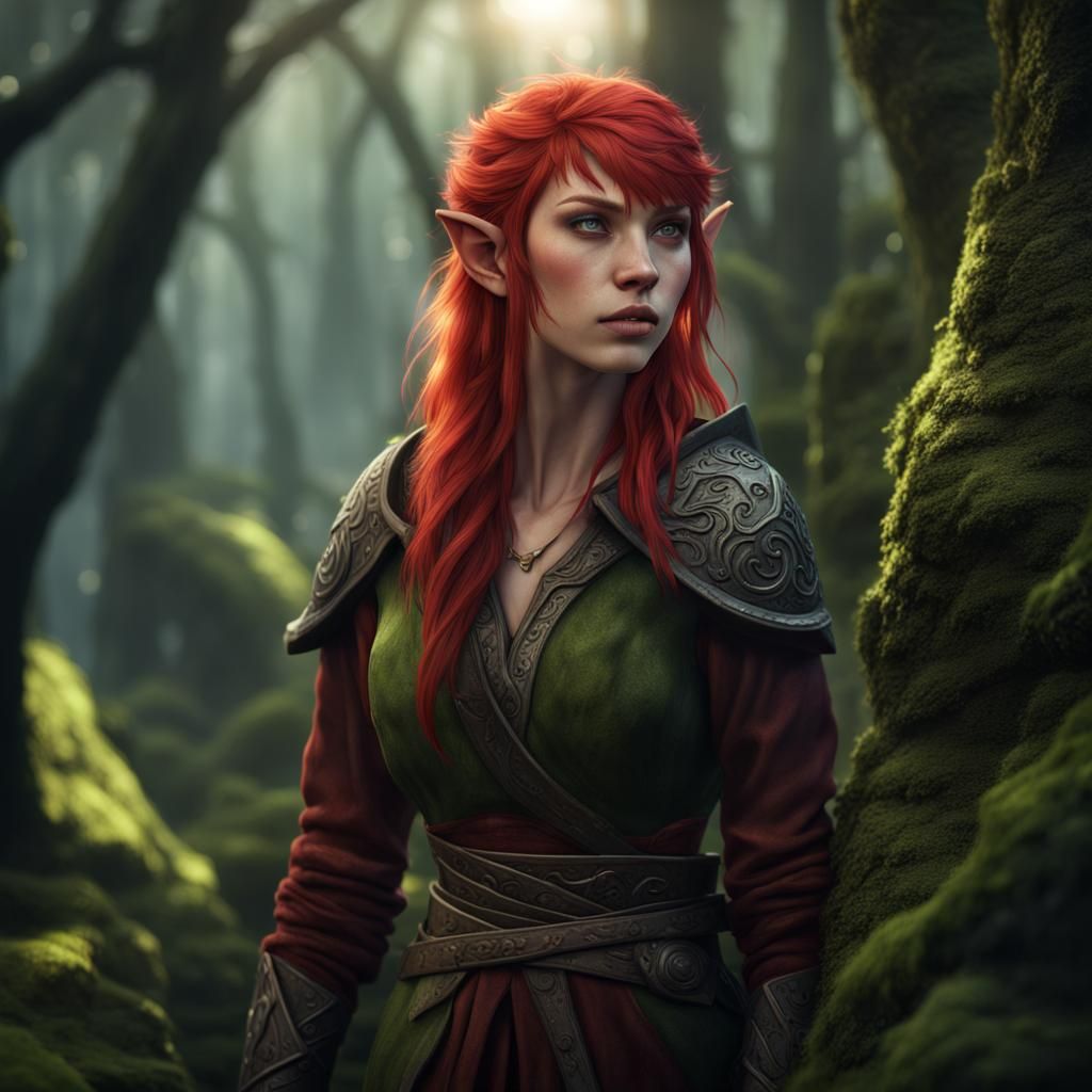 Elven Jedi in Moonlit Forest: Fantasy Concept Art