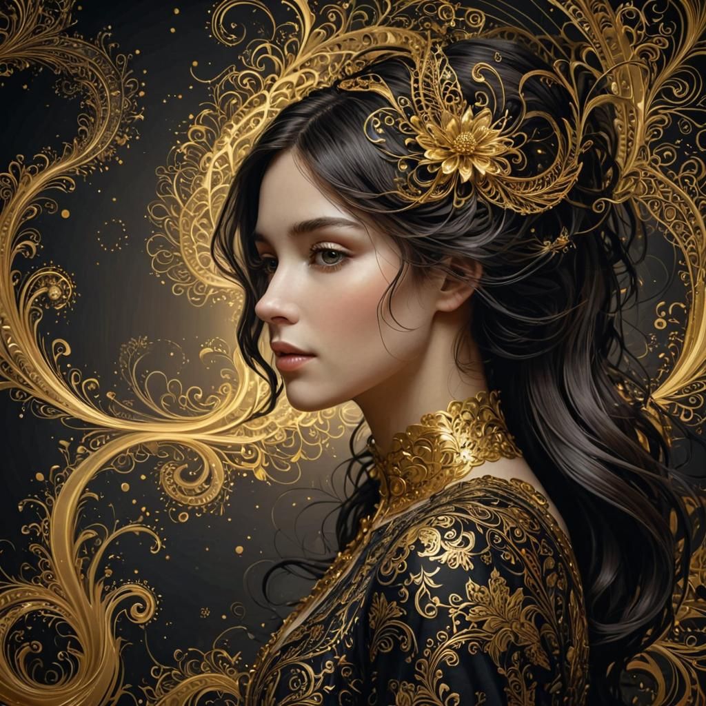 Abstract vector fractal woman portrait 2