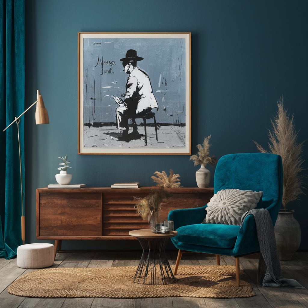 Banksy Graffiti in Magritte Surrealist Style