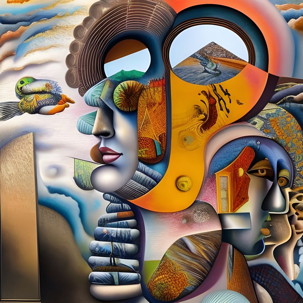 Surreal Trains: Intricate Sci-Fi Painting