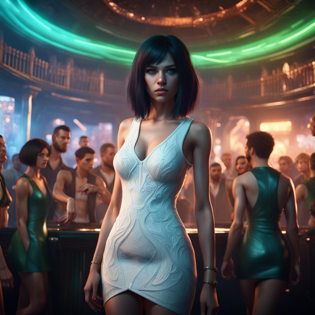 Woman in Nightclub: Fantasy Concept Art