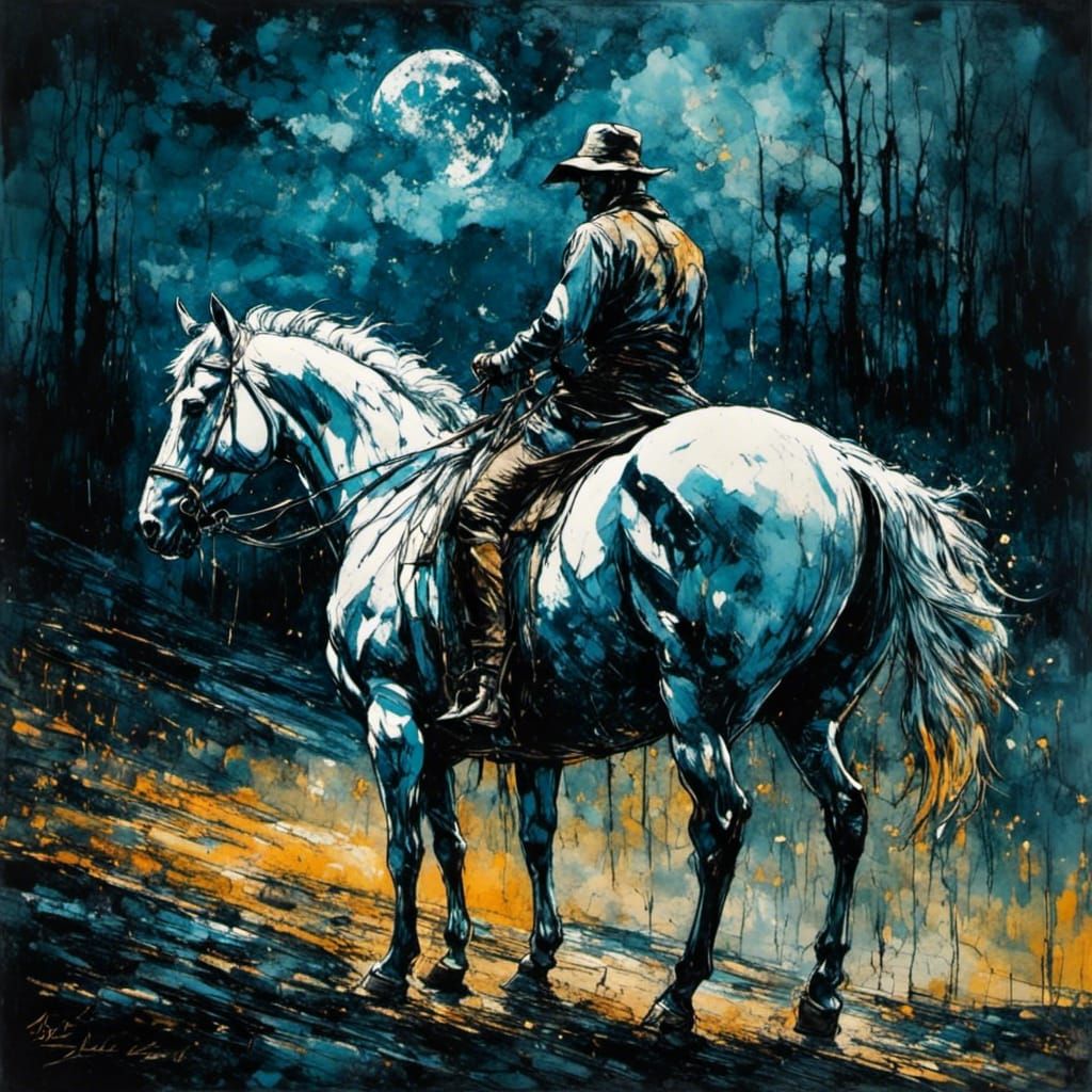 Good Samaritan Parable in Neon Inked Style