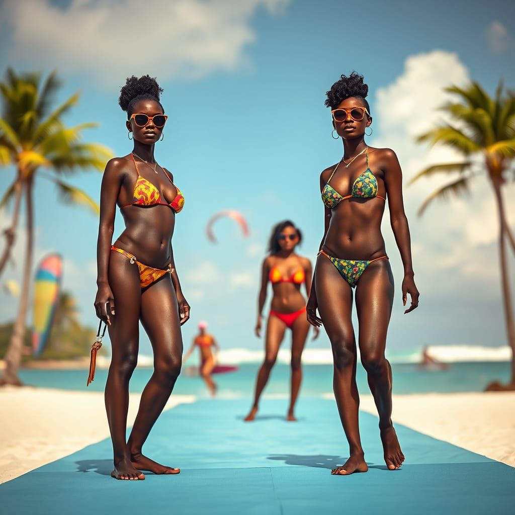 Sultry Summer Goddesses Strut Bahamas Beach Runway