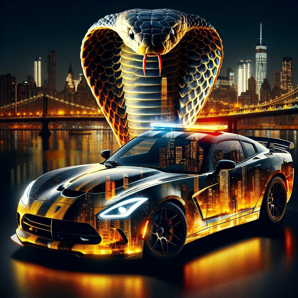 Cityscape Cobra Mirrored on Police Car