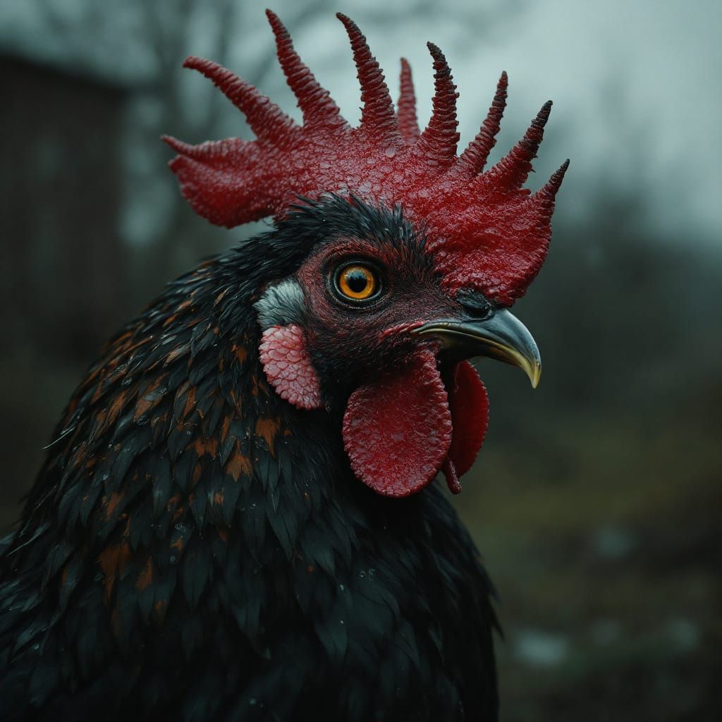 Ethereal Rooster Portrait in Dreamlike Light