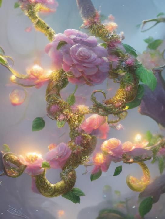 Radiant Iridescent Flowers in Hyperrealism Style