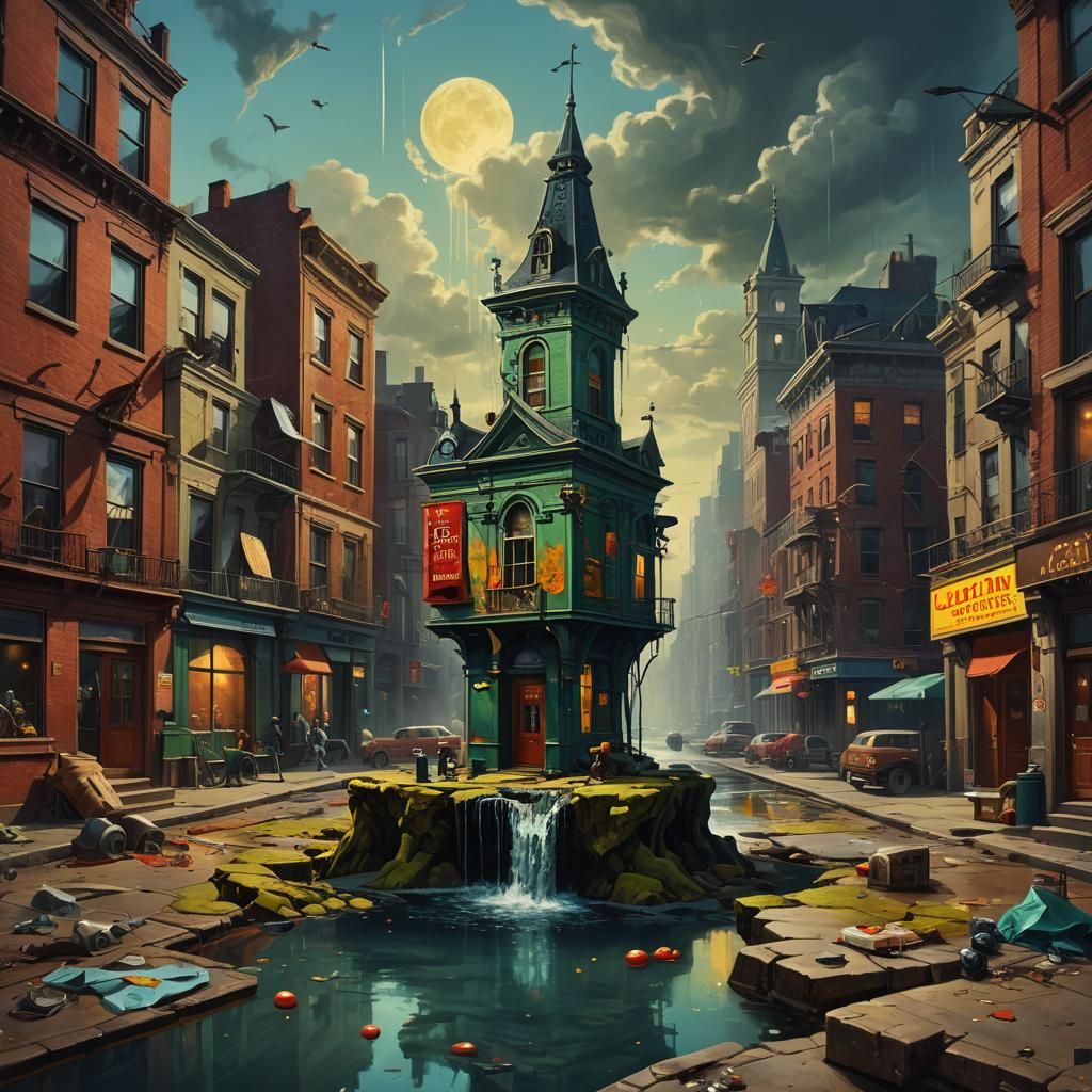 Surrealist Melting Oil Painting in Detailed Matte Style