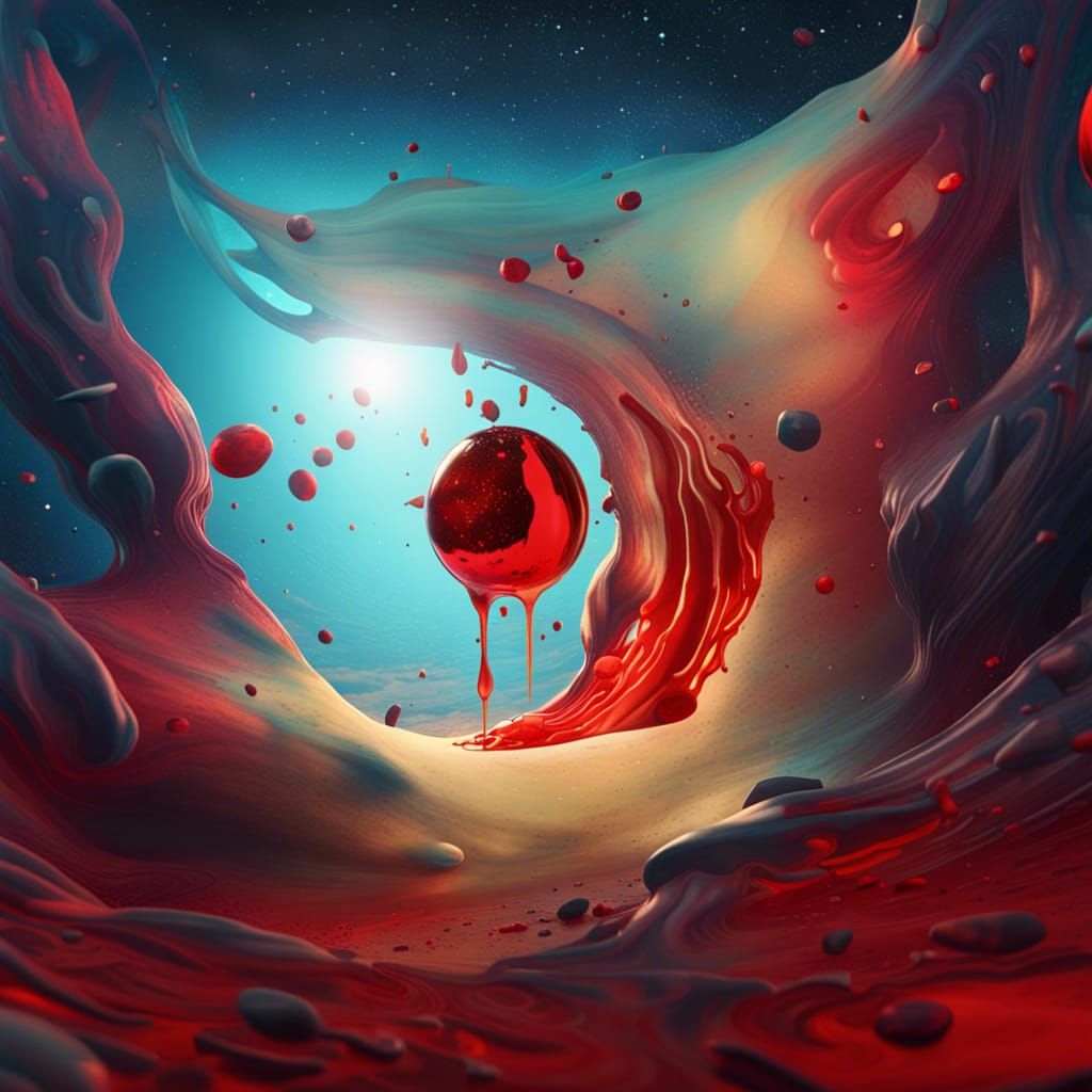 Surreal Blood Drop in Space, Dali Style