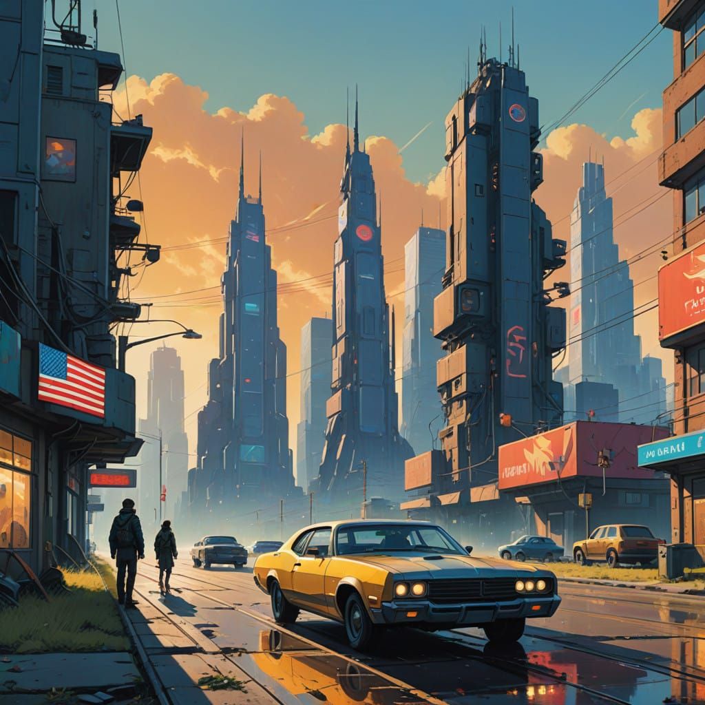 Futuristic America: A Retro-Futuristic Metropolis Scene in G...