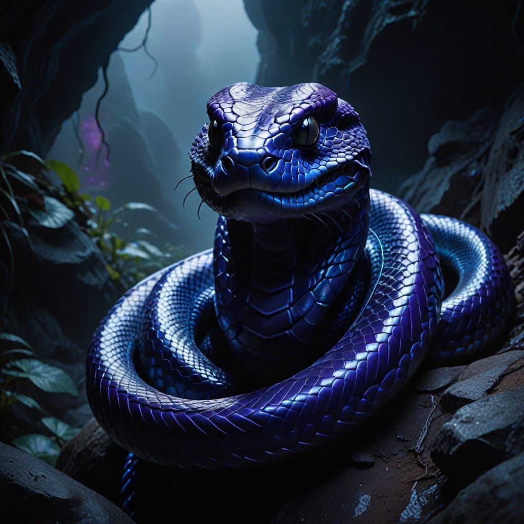 Dark Violet Snake Unveils Mystical Cave Secrets