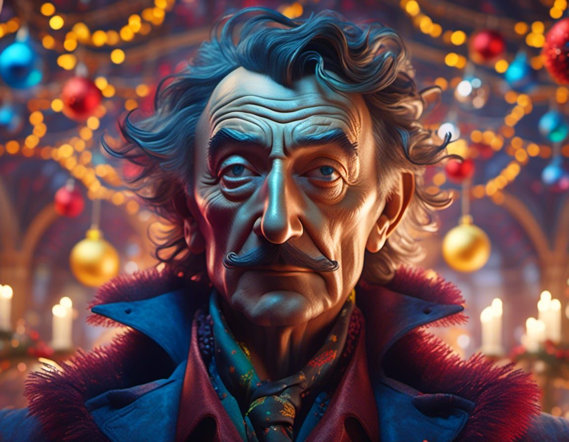 Surreal Christmas Portrait of Salvador Dali