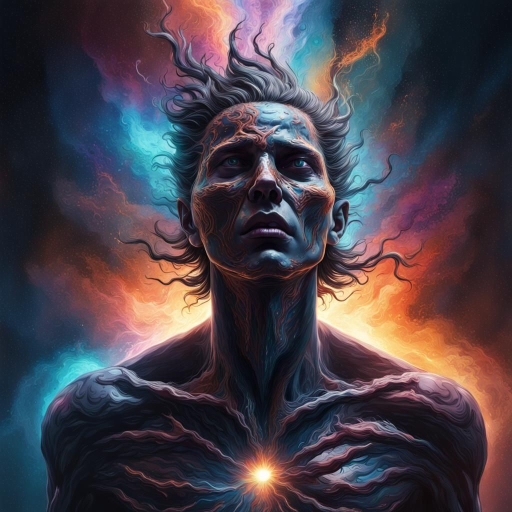Supernova Birth of Astral Lifeform: Hyperrealistic Art