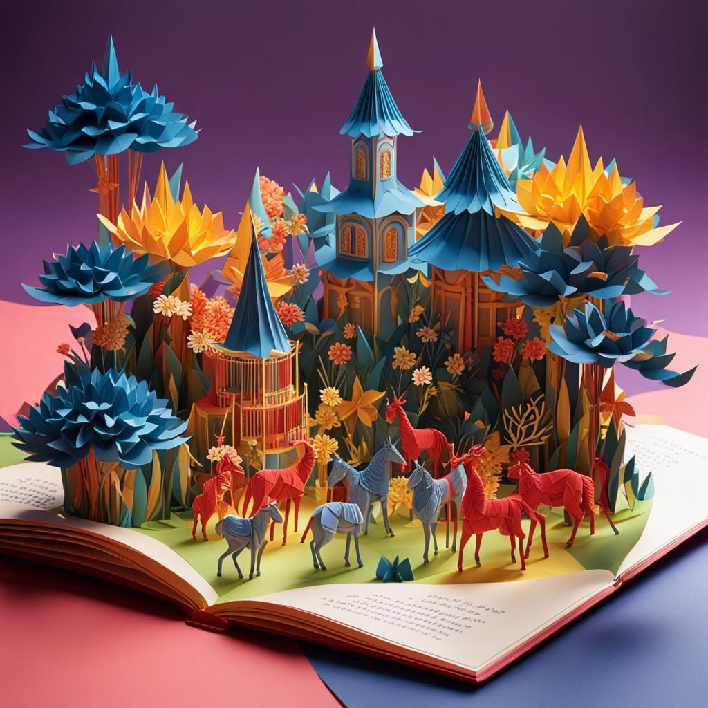 Elaborate 3D Pop-Up Book Birthday Scene