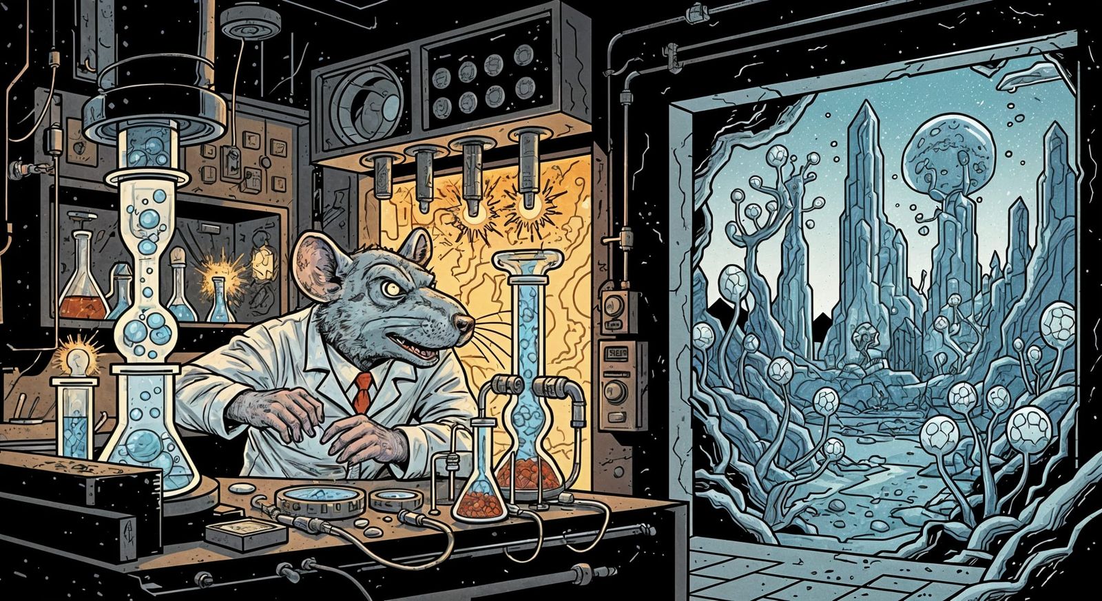 In a hidden laboratory beneath a bustling metropolis, a lone...