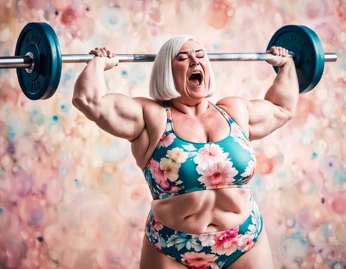 Plus Size Russian Woman Strength and Beauty in Fitness Photo...