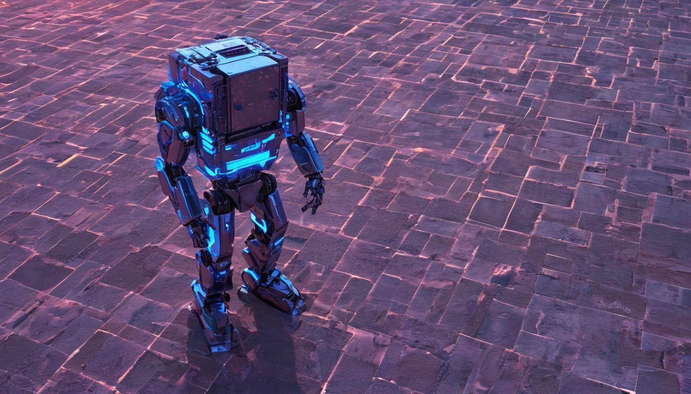 Futuristic Robot in City with Glowing Circuits