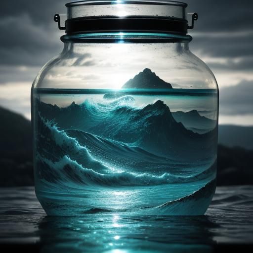 Hyperrealistic Ocean in a Bottle, Detailed HDR