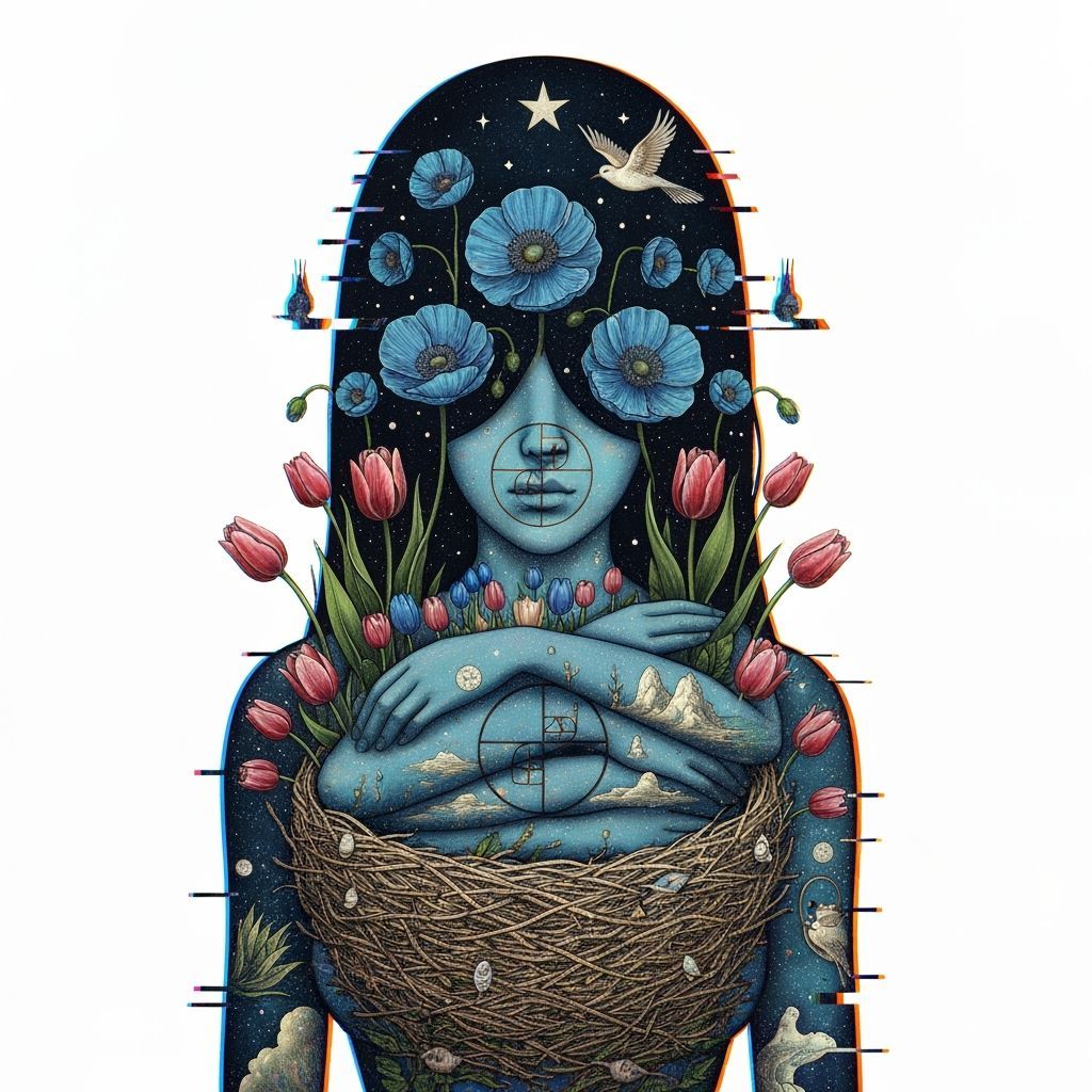 Surreal Cosmic Woman: Dreamlike Concept Art