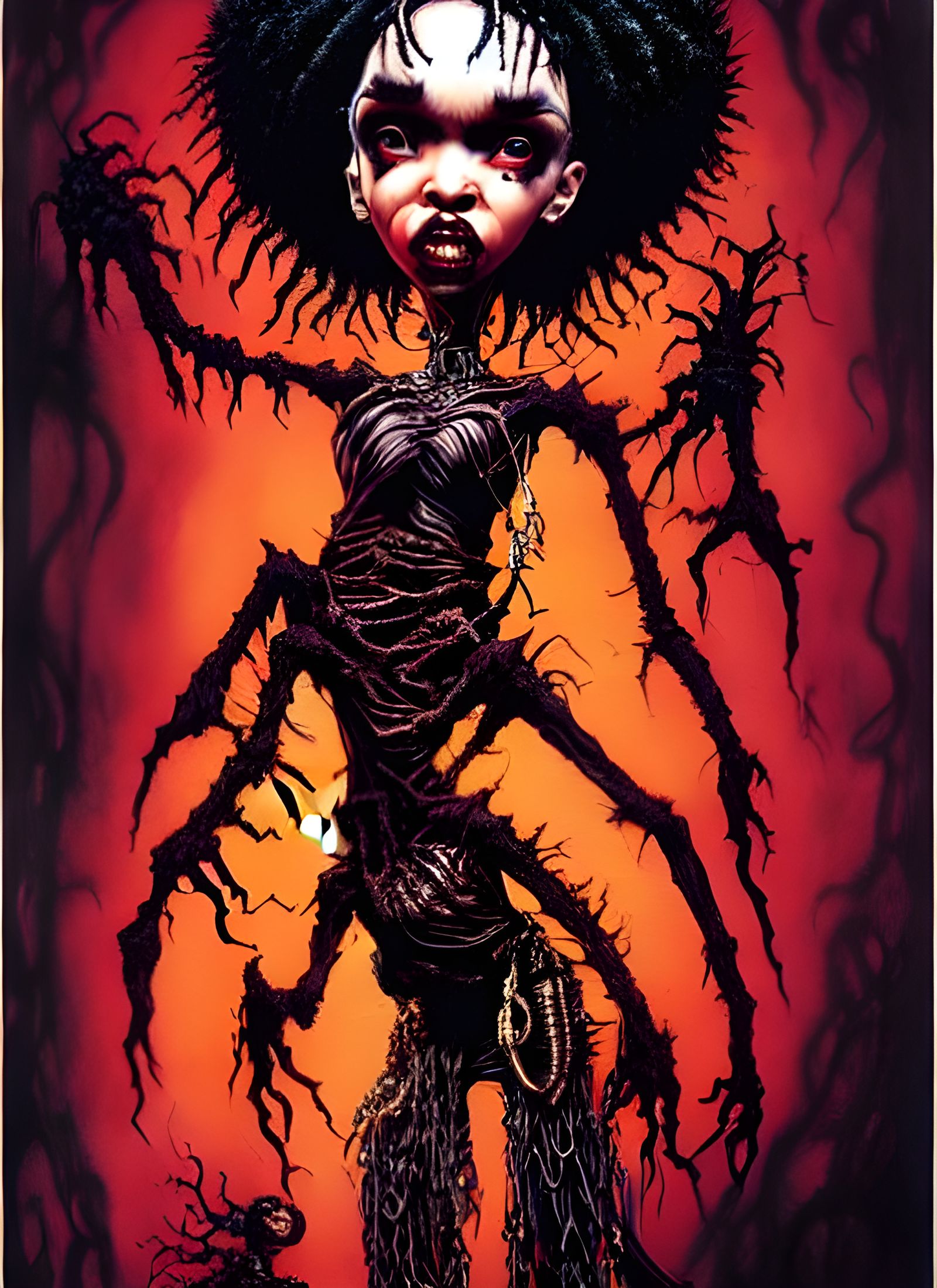 Chibi FKA Twigs as Voodoo Queen in Horror Art