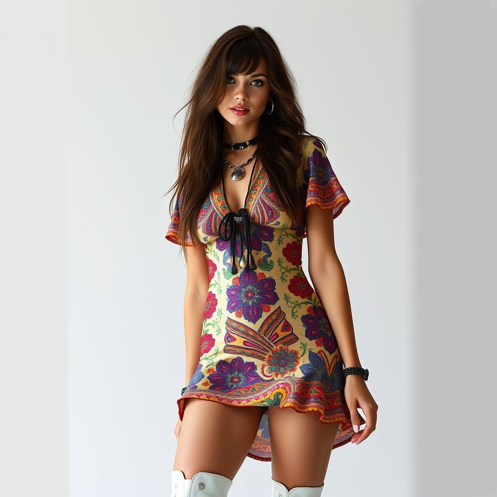 Ethereal Hippie Goddess in Prog Rock Style