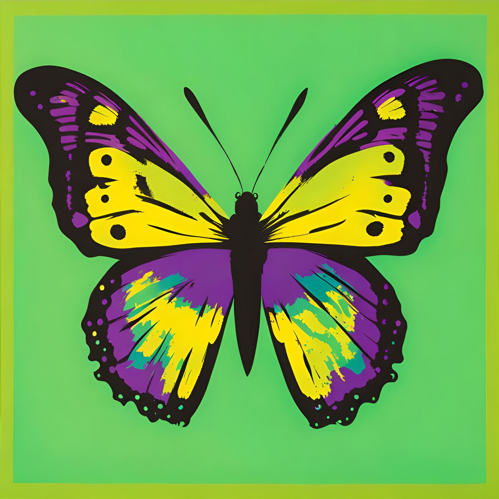 Colorful Butterfly Screen Print Art