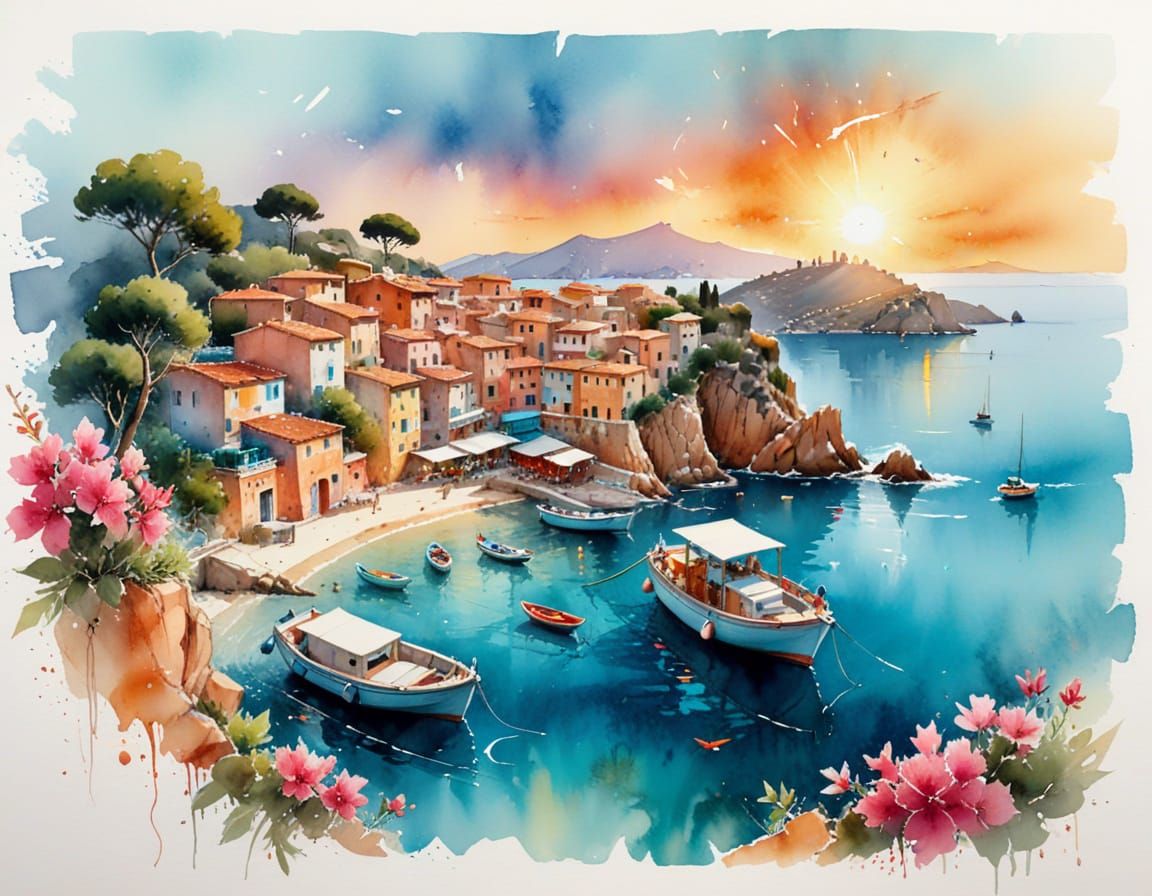 Golden Sunrise Over Porto Cervo Coastal Resort