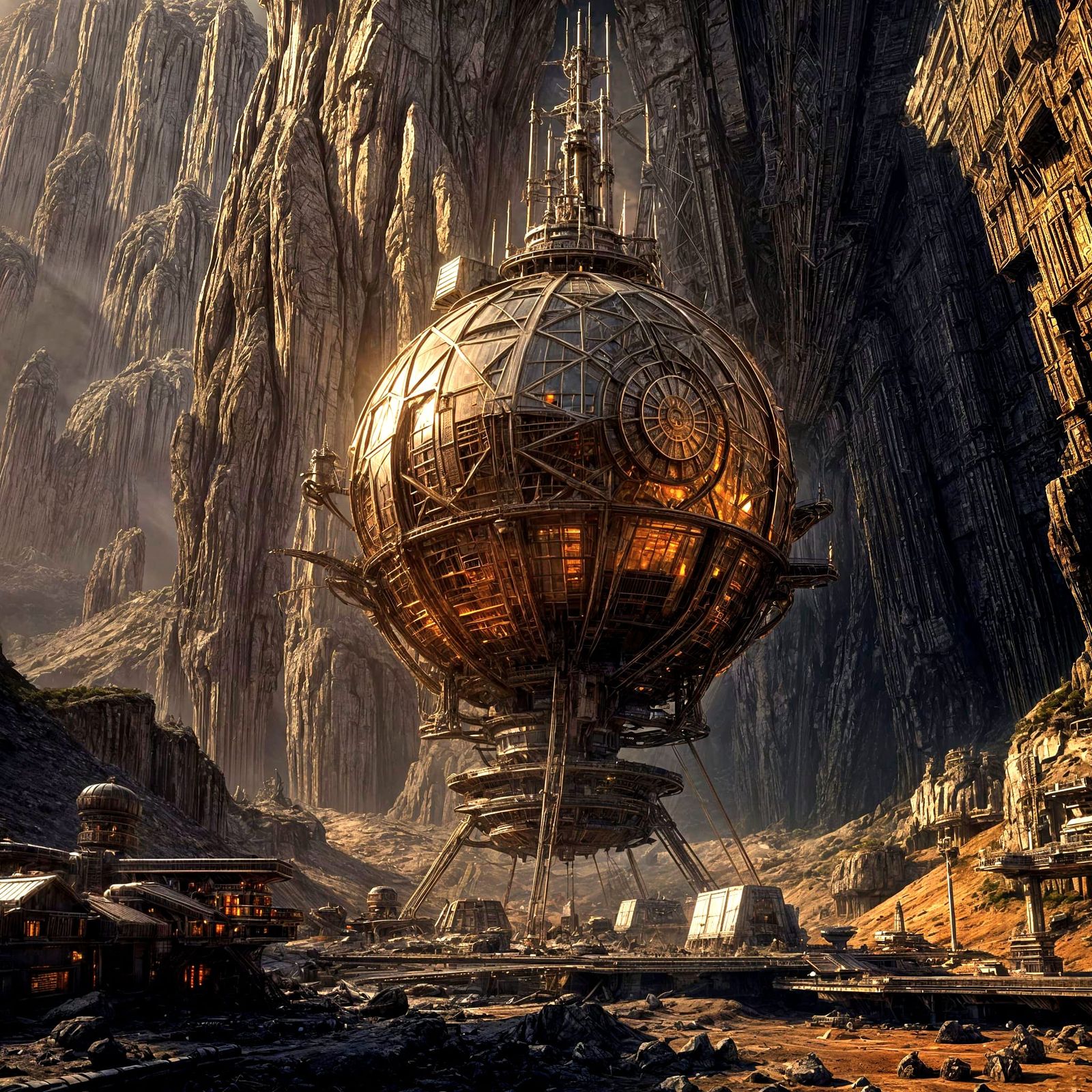 Venus Base-Station Headquarters in Red Sunlight