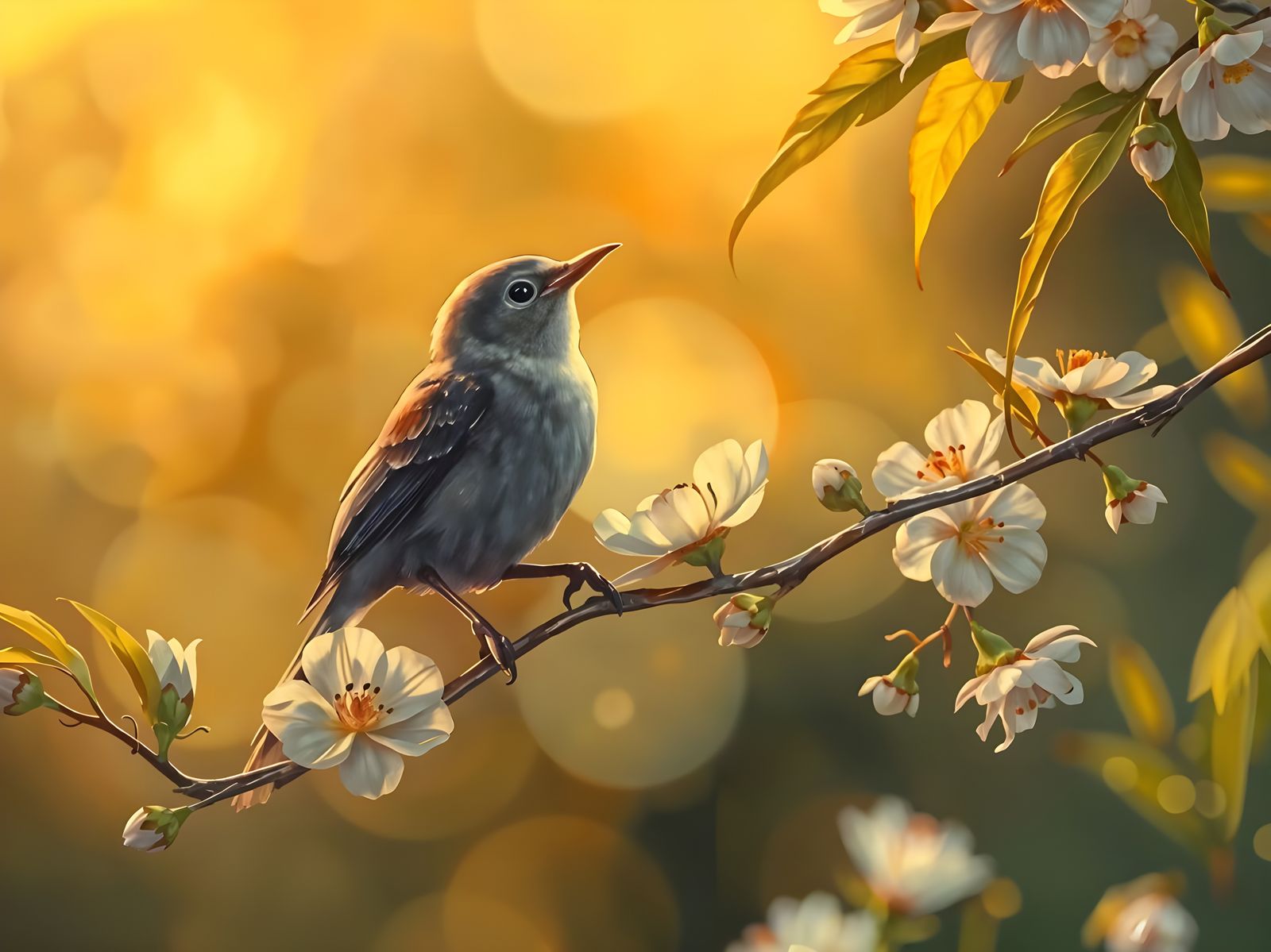 Enchanting Nightingale Paradise Illustration