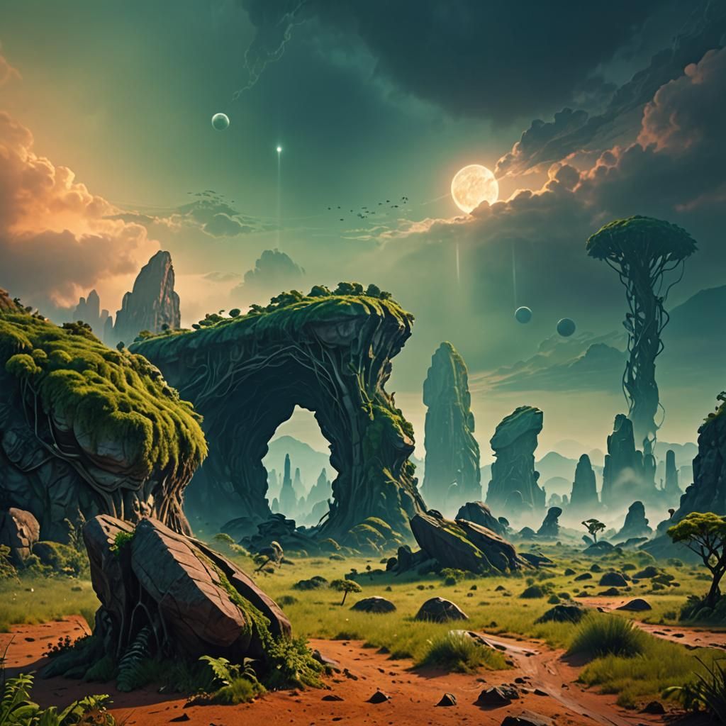 Sci-Fi Landscape on Alien Planet in Photorealistic Style