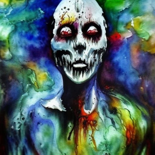 Gothic Watercolor Nightmare of Human Guts