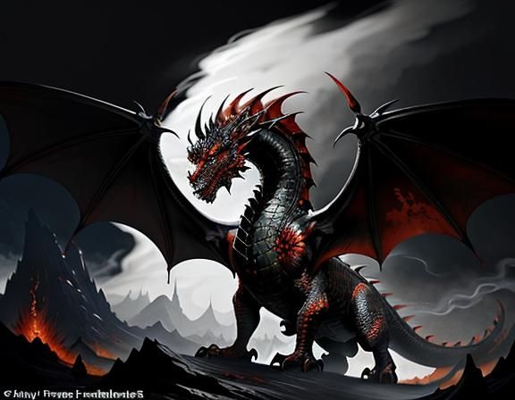 Fiery Dragon in Dynamic Fantasy Art Style