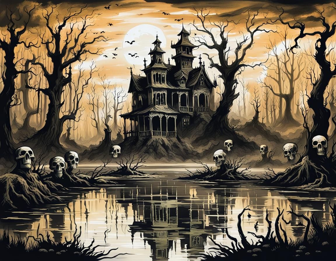 creepy swamp mansion