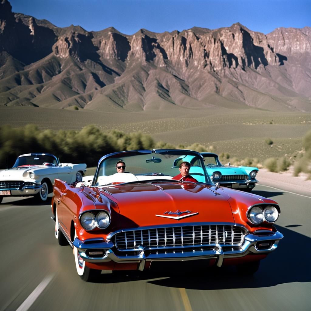 Classic Cars in a Cinematic Film Still
