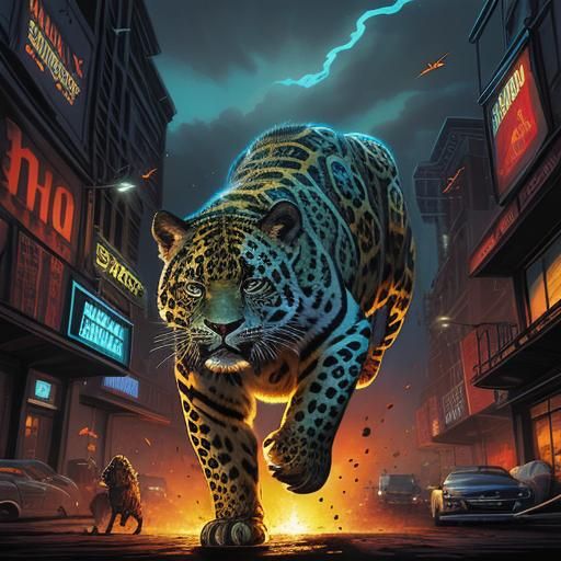 Jaguar in Comic Book Art Style