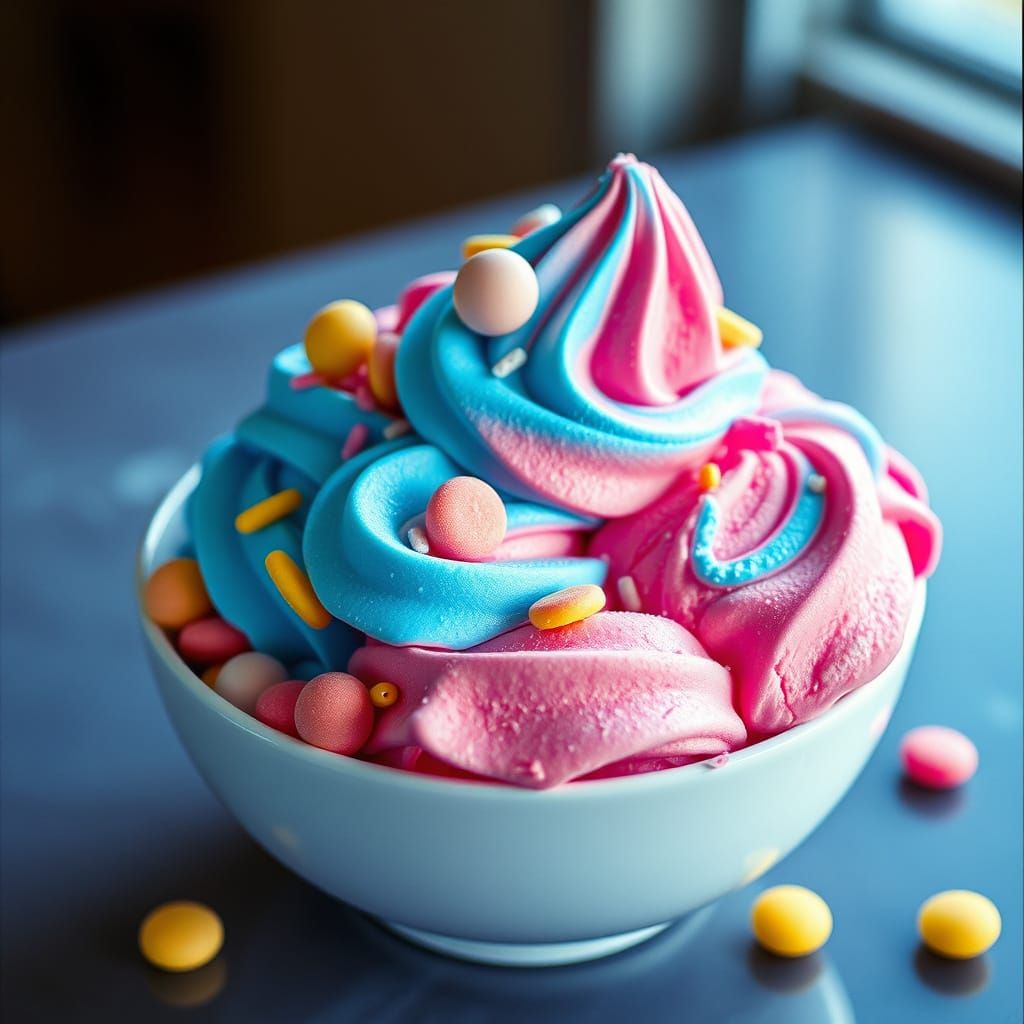 Ethereal Ice Cream Dream in Vibrant Blues and Pinks