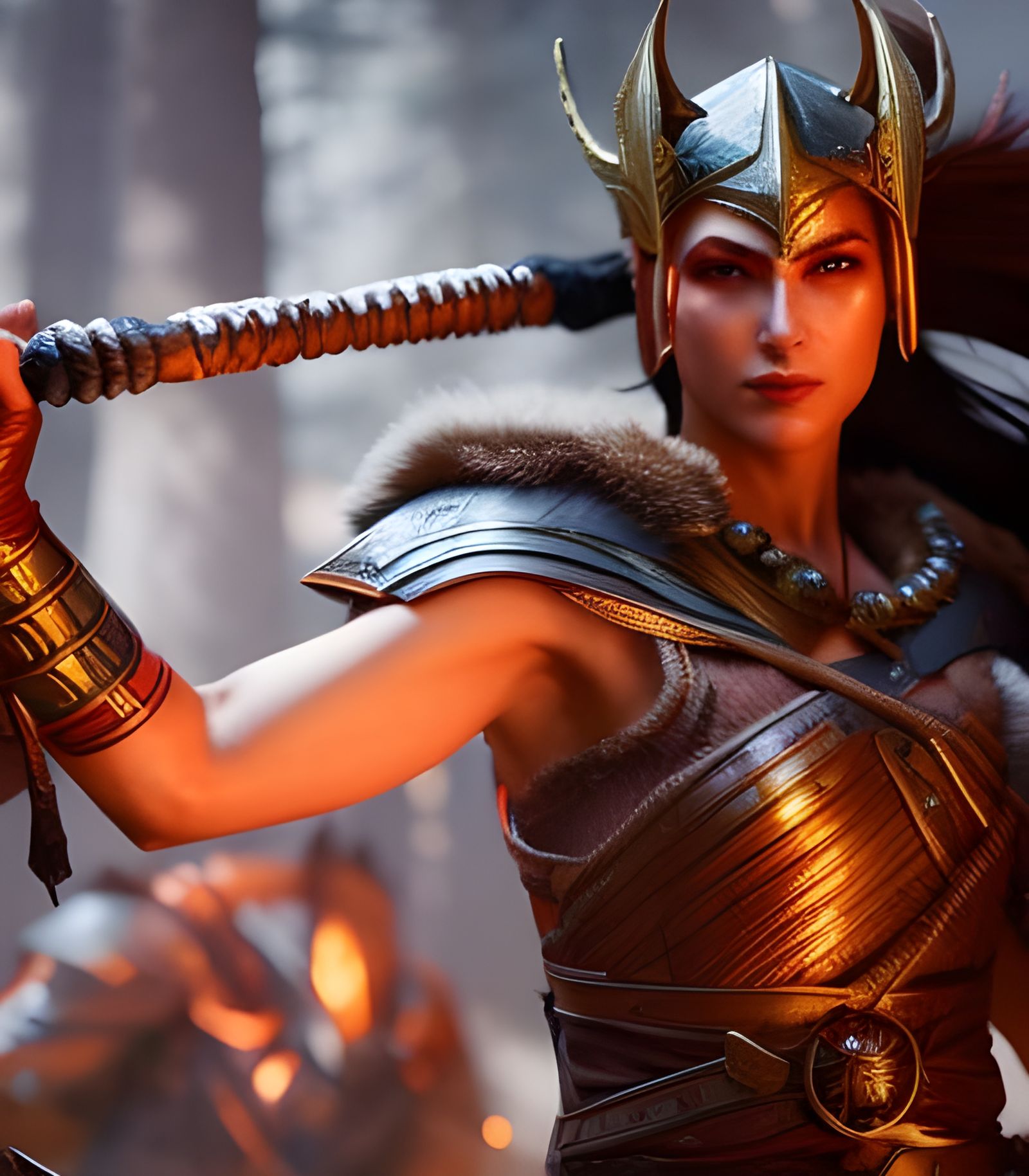 Enchantress Casting Magic: Hyperdetailed Norse Art